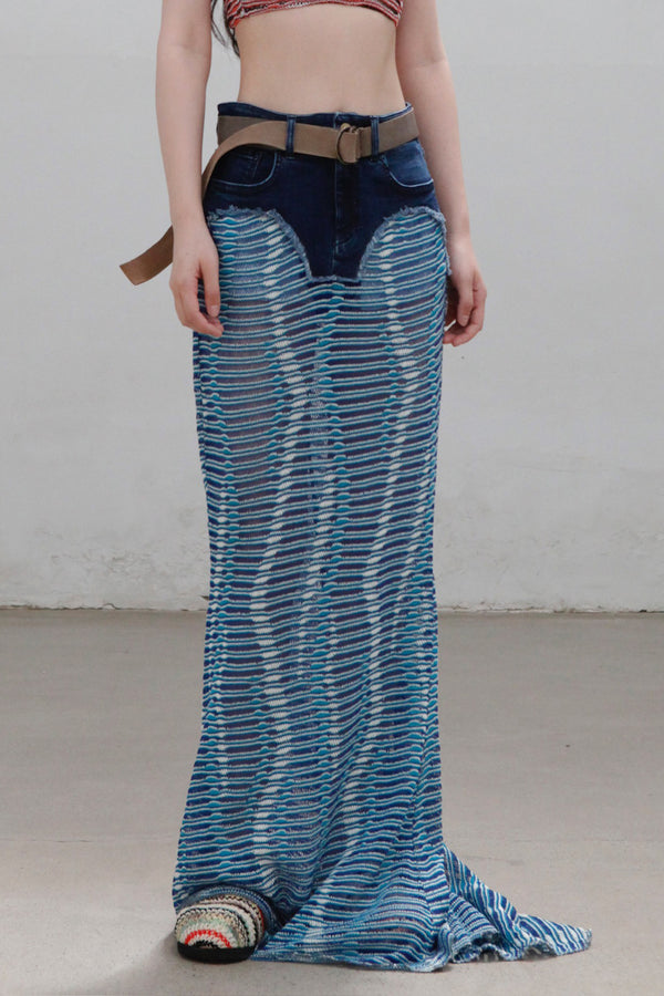Vitelli wave jacquard + denim mermaid skirt SS23_D45_F10MPK_J11